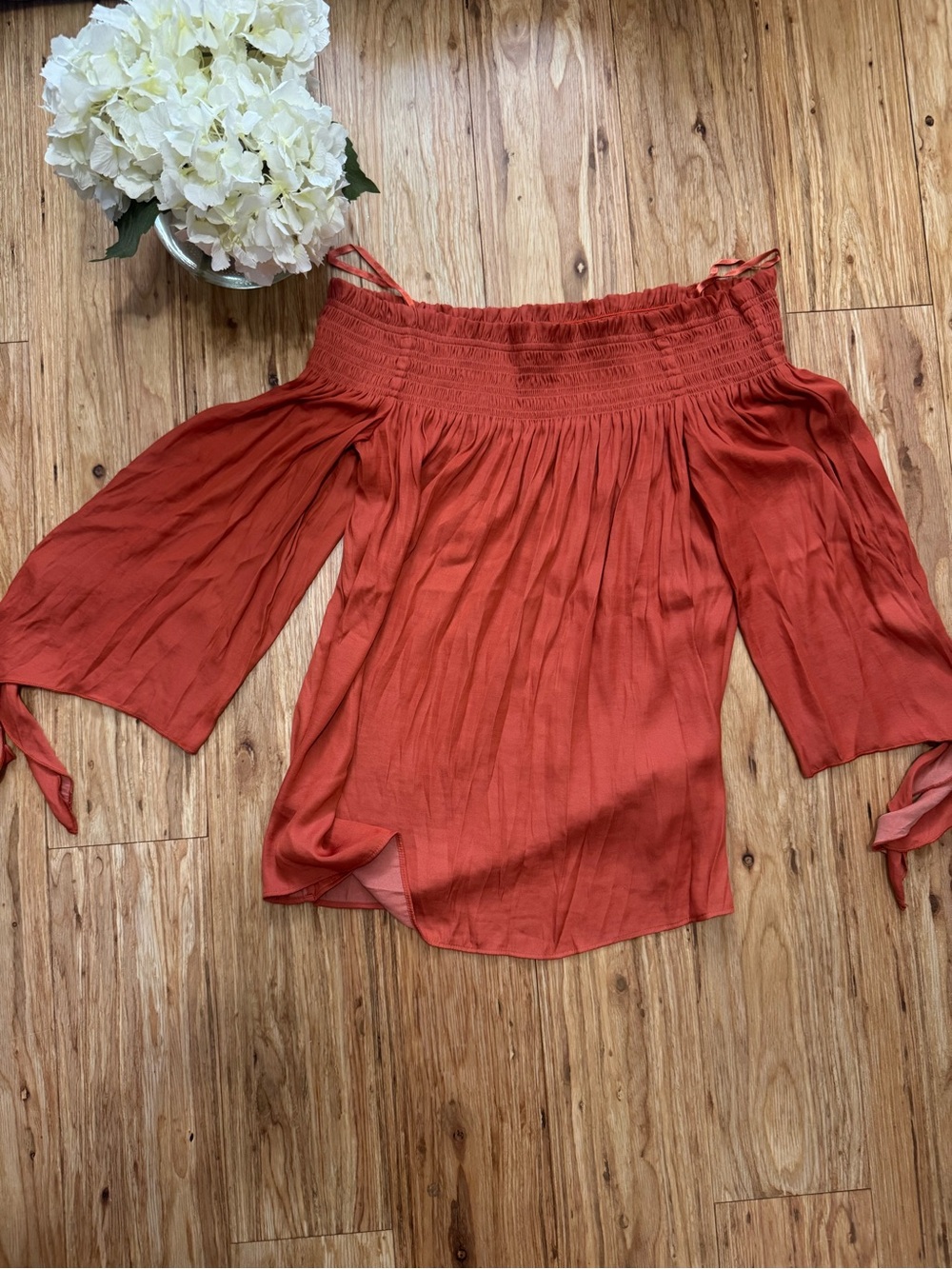 LOFT Women’s Off-Shoulder Rust Red Blouse
